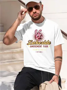 Lakeside 2026 new model Black/White Tee Stylish & Comfortable Loose Crew Neck Short Sleeve T-shirts Versatile On Trend Eye Catching Printed Graphic Casual Tee for Daily Wear Outings & Leisure
