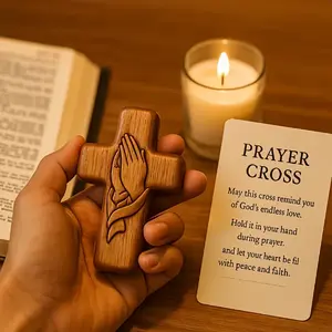 Resin Cross Handheld Pocket Cross with Mesh Bag, Fingertip Relaxation Religious Gift, Christian Prayer Church Gift, Prayer Cross Pocket Card, 3D Gift, Gift Pack for Your Loved Ones!