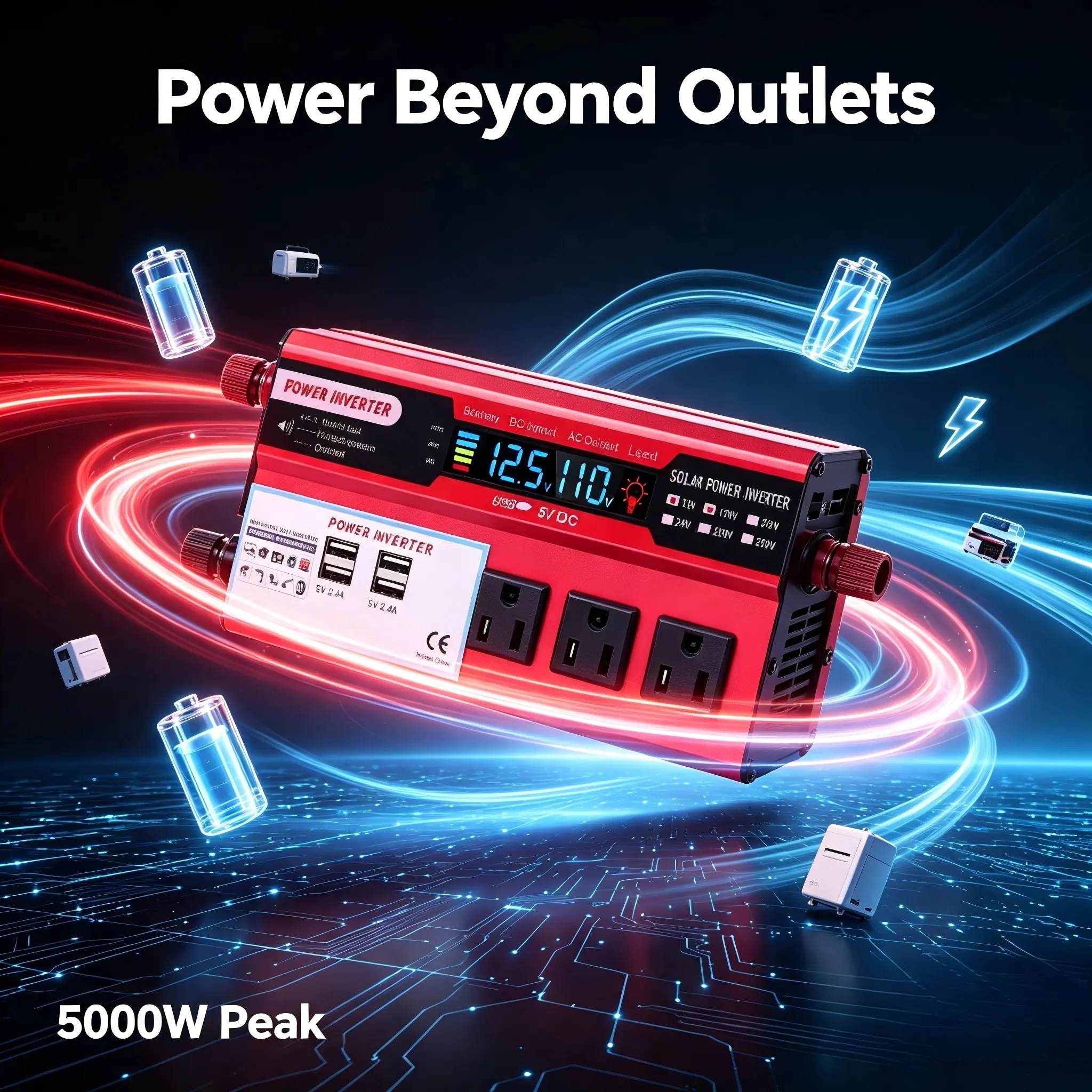 5500W High Power Boat Inverter, Vehicle Electrical Equipment for Multi-Device Use (Sports & Outdoor Water Sports Boating Accessory)