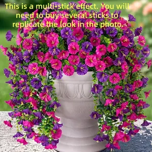 4Pcs Artificial Morning Glory Hanging Vine Faux Silk Eucalyptus UV Resistant Realistic Fake Plants Artificial Flowers Outdoor Wall Decor for Porch Patio Balcony Yard Gardener Home Stager