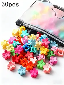 30Pcs/Set Matte Flower Hair Clips, Assorted Macaron Color Mini Claw Clips, Cute Aesthetic Hair Accessories for Women Girls Floral Hair Clip