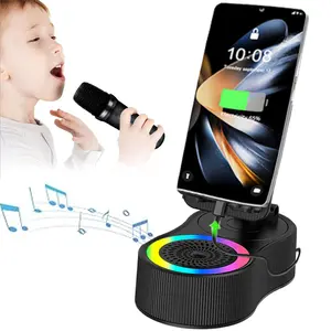 6 In 1 Portable Wireless Karaoke Speaker Phone Stand, Dual Micro Phone,Led Lights,Type C Fast Charging,Abs Material,Bluetooth 5.3fm Hd Bass Answering