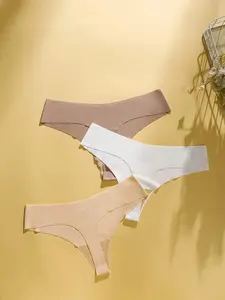 Women's Seamless Ice Silk Thong Panties, Breathable Sports Yoga Underwear, Comfortable All-Season Bikini Lingerie Set