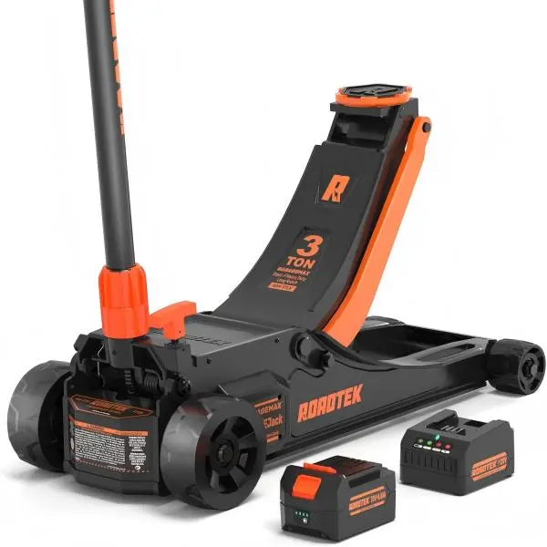 ROADTEK 3 Ton Electric Floor Jack, Low Profile Jack for Quickly Car Lift, Hydraulic Service Jack, 6000 lbs Capacity. Lifting Range 3-3/8" to 20" System Safety, Workshop, 6000 Lbs Cap.