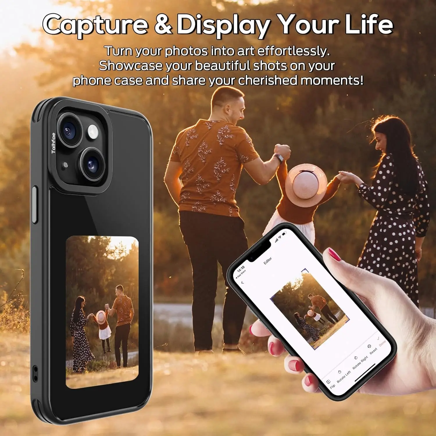 Creative Smart NFC Ink Protective Phone Case Cover Casing Accessories for iPhone 13/13 Pro/13 Pro Max/14/14 Pro/14 Pro Max/15/15 Pro Max/16/17, Instant Photo Display Smartphone