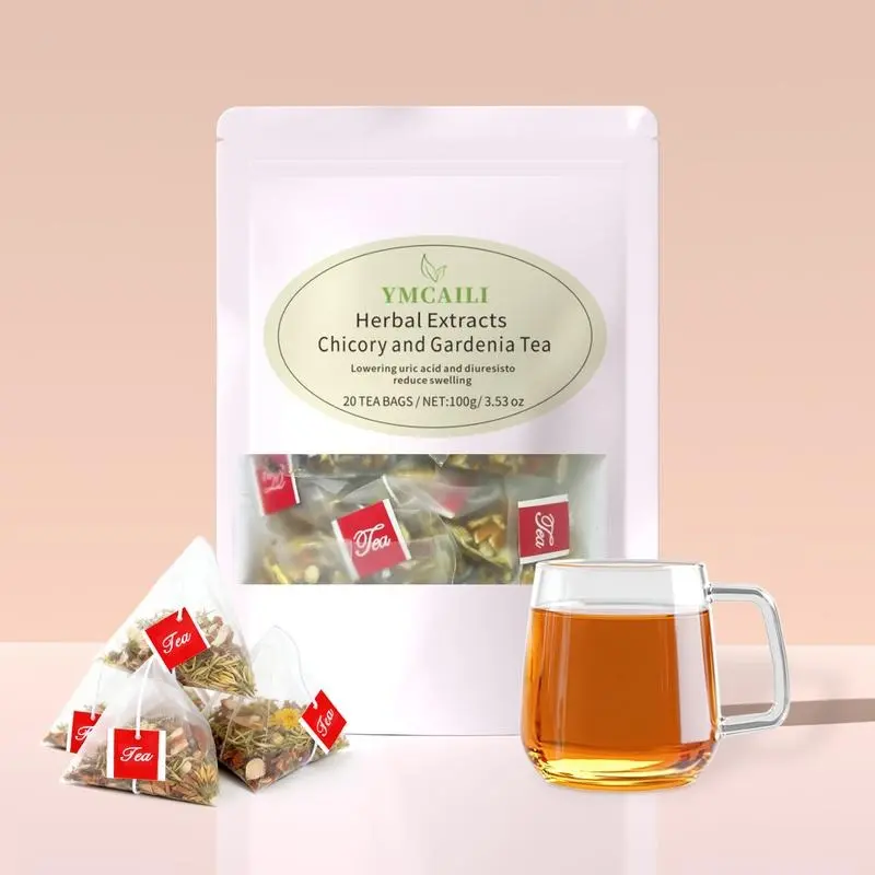 Herbal Extracts Chicory & Gardenia Tea 6 Ingredient Natural Blend for Health Cooling Soothing Sugar Free Caffeine Free Gluten Free Traditional Chinese Wellness Tea for Daily Balance 20 Tea Bags 100g