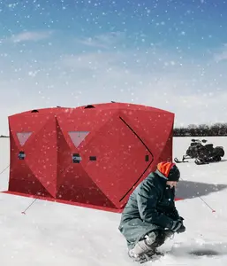 Pop Up Ice Fishing Tent Insulated Ice Fishing Shelter Portable Hub-Style Shelter Shanty Windproof, Spacious Interior for 1 to 8 Person,for Winter Fishing Trip