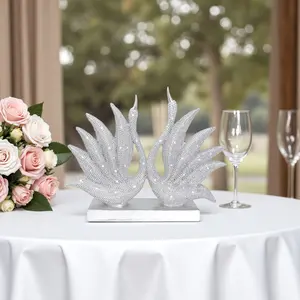 Stunning! The Silver Beaded Double Swan Statue Will Instantly Elevate The Style Of Your Living Room. The Perfect Choice For Your Wedding or Anniversary.