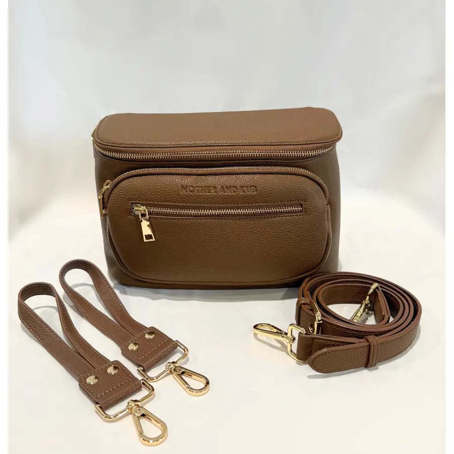 Zoey Crossbody Mom Bag Diaper Bag- Brown