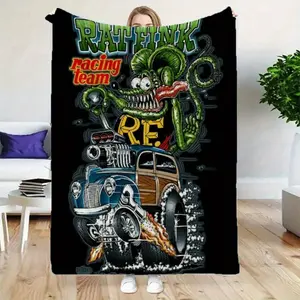 Rat Fink Monster Truck Flannel Blanket – Cozy, Soft, All-Season Throw with Vibrant Design – Perfect for Bed, Sofa, Office, or Outdoor Use – Ideal Gift for Home and Travel