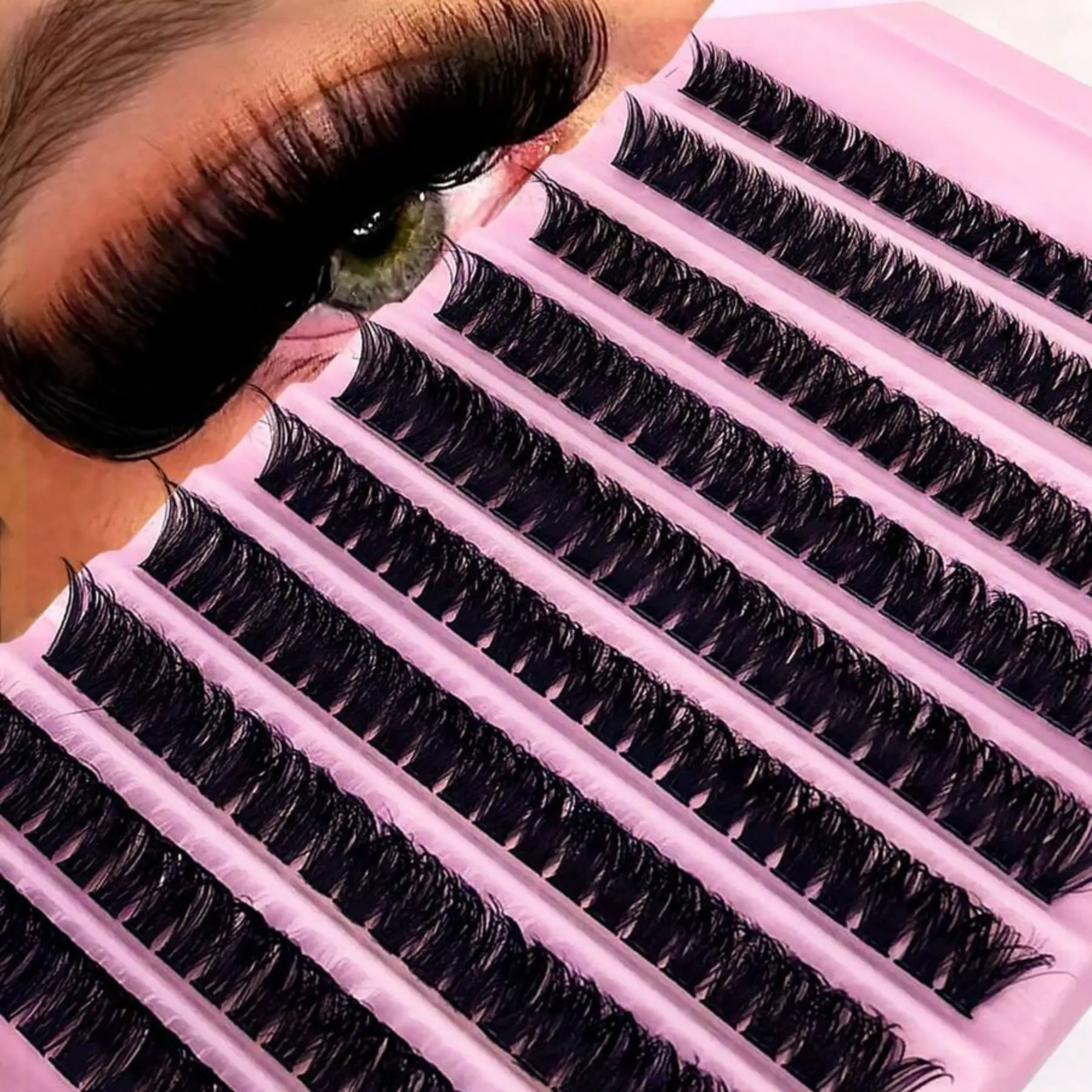 200PCS Lash Clusters 80D D Curl 8-16mm DIY Thick&Fluffy&Lengthening Volumizing&Natural Look Reusable Individual Eyelash Extension Kit For Self Use At Home Or On-The-Go For Daily Life&Wedding&Dating&Party, Volumized Volume False Eyelashes
