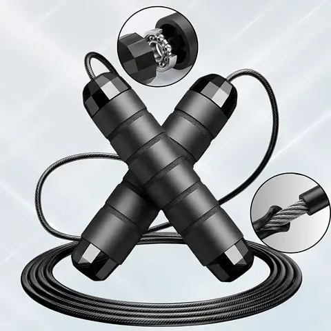 Adjustable Speed Jump Rope with Ball Bearings & Tangle-Free Steel Cable, Foam Handles for Home & Gym Fitness Training