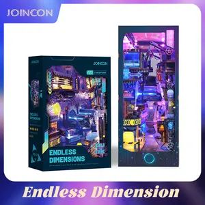 Joincon 3D Cyberpunk Book Nook Kit – LED Lights, Dust-Proof Cover, Bookshelf Decor, DIY Miniature Insert Bookend | Endless Dimension SQ-18 Gift Idea