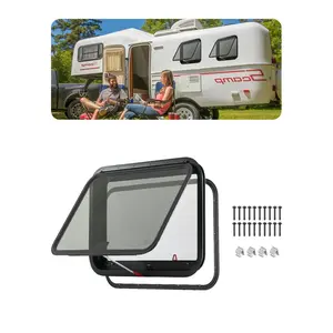 VEVOR RV Exit Window, 30" W x 20" H Tinted RV Window with Net Screen and Trim Ring, Fit for 1 1/4" - 1 13/16" Thickness Wall, RV Window Replacement for Teardrop Cargo Trailer Camper, DOT Approved