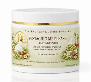 Bee Enchant’s Pistachio Me Please Custom Body Dusting Perfume Powder- Scented - Finely Milled powder Talc-Free Fragrance Vanilla Daily- Natural Shower Powder