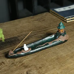 Zenation Incense Stick Holder with Night Light and 40 Sticks, Enlightenment Ceramic Scented Scent Perfume Freshener Aroma Fragrance