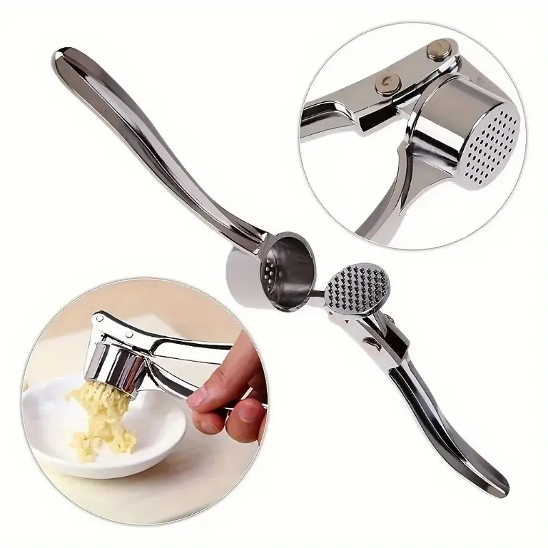 1Pc Garlic Press, Manual Garlic Mincer & Ginger Squeezer, Multi-Purpose Kitchen Tool for Garlic, Ginger, Lemon Crushing, Handheld Seasoning Crusher Kitchen Utensil