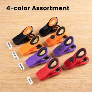 8 Pack Bag Clips, Paper Clips, Binder Clips, Multicolor Magnetic Clip for Food and Other Packages, Multipurpose Refrigerator Magnet Clip, Office Paper Clamps
