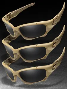 Unisex Fashionable All-match Tinted Lens Sporty Sunglasses (3 Pairs), Outdoor Sports Glasses, Trendy Casual Sunglasses for Everyday Use, Fashion Accessories for Outdoor Activities