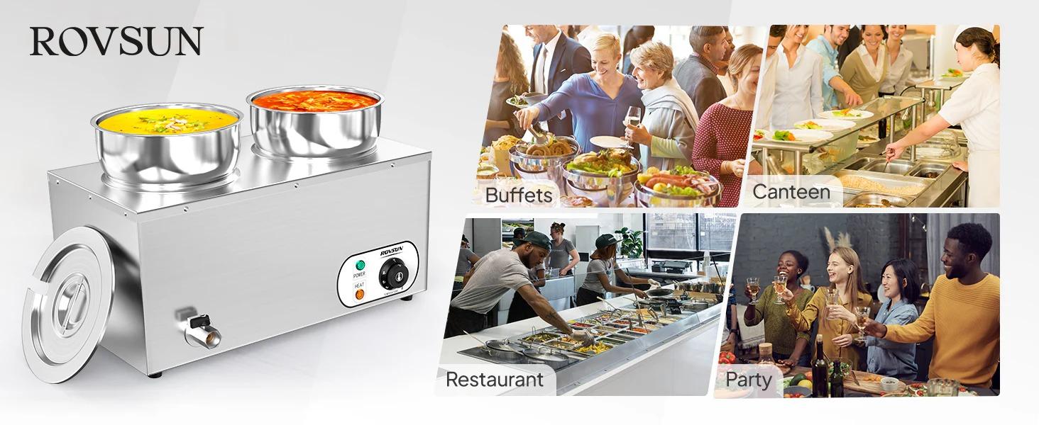 [TOP RATED - FLASH SALE] ROVSUN 15 QT Electric Soup Warmer Steam Table Countertop