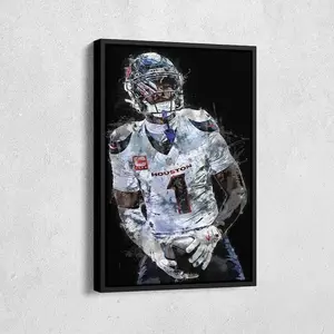 Stefon Diggs Poster - Houston Texans Football Wall Art, Home or Man Cave Decor, Watercolor Style Poster [UNFRAMED - PRINT ONLY]