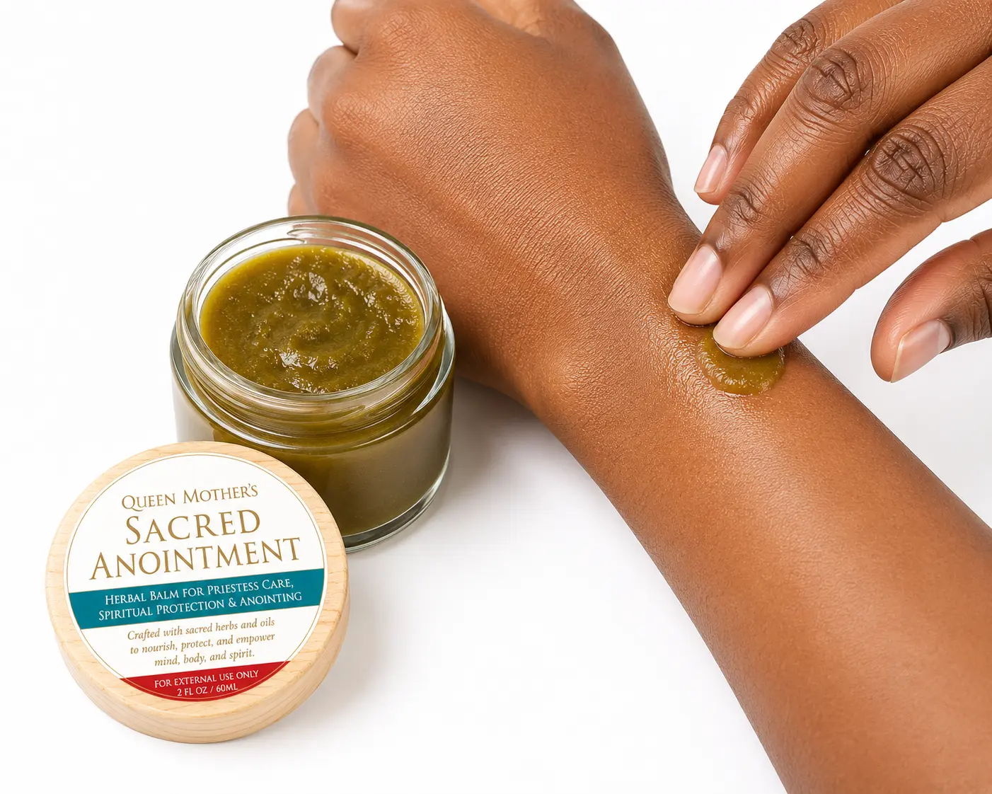 Queen Mother's Sacred Anointment – Warming Plant-Based Body Balm with Menthol & Moringa | CG's Apothecary by Esh-har
