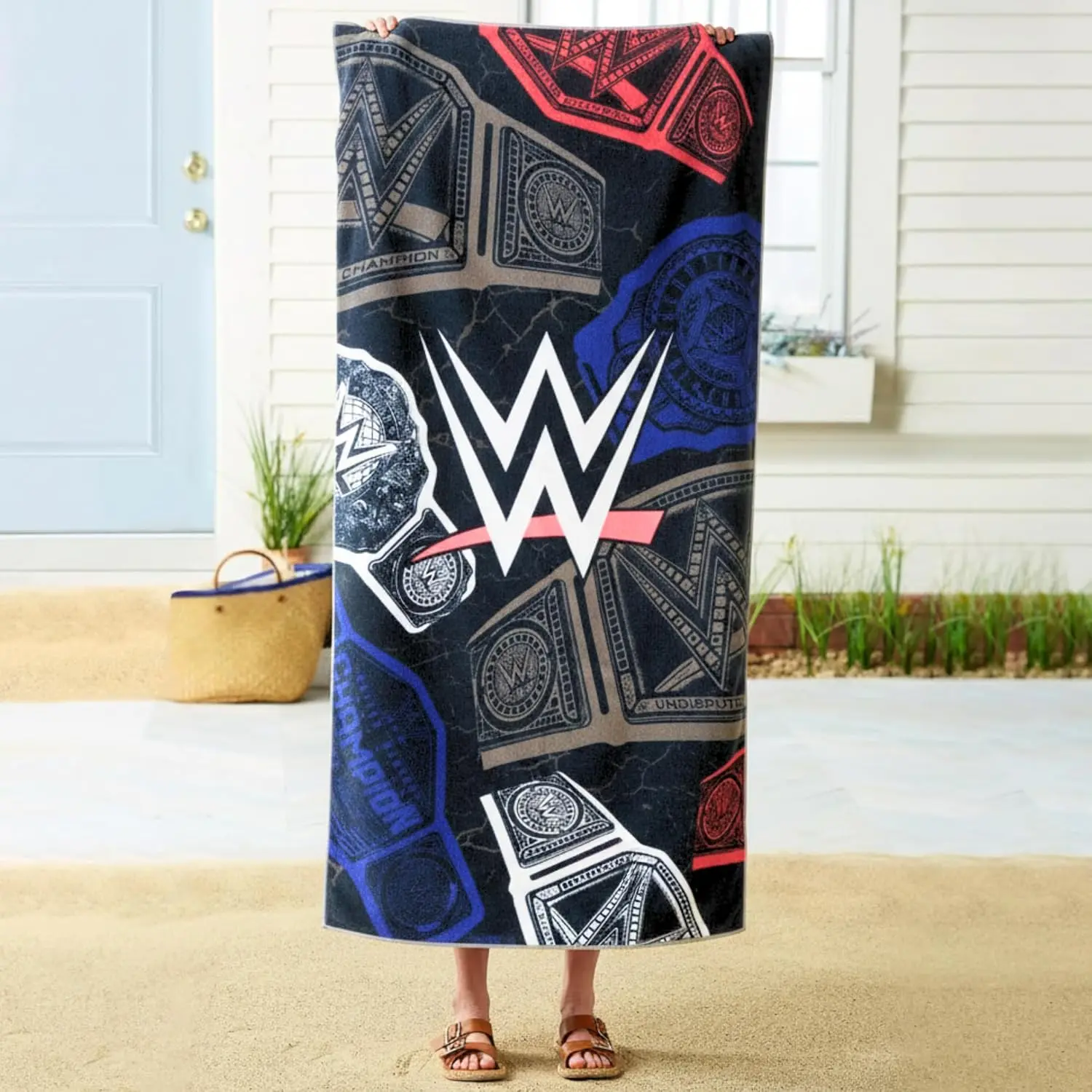 WWE Wrestling Oversized Cotton Beach Towel, 30 x 60 Inch Large Soft & Absorbent Pool, Bath & Beach Towel (100% Officially Licensed Product) by Collectibles