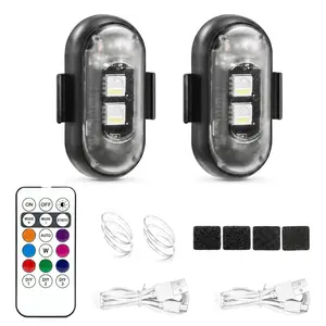 Wireless LED Lights for Car, Wireless LED Strobe Lights with Remote Control, 8 Colors IP65 Waterproof USB High Brightness Anti-Collision for Car Motorcycle Truck Drone RC Aircraft Bike