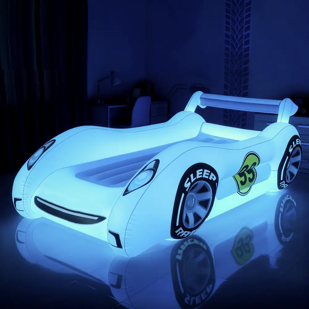 Sleep Racer Dream Car - Blue Illuminated LED Inflatable Car Bed Ages 3 to 12