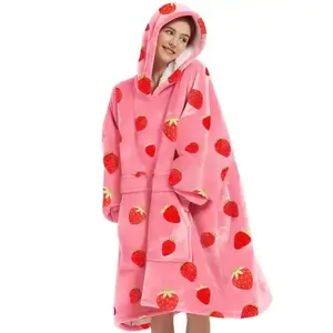 Adult Wearable Blanket Hoodie Sherpa Full Picture Case Cat Oversized Sports Shirt Women's Pocket Blanket Comfortable for Women (Gift)