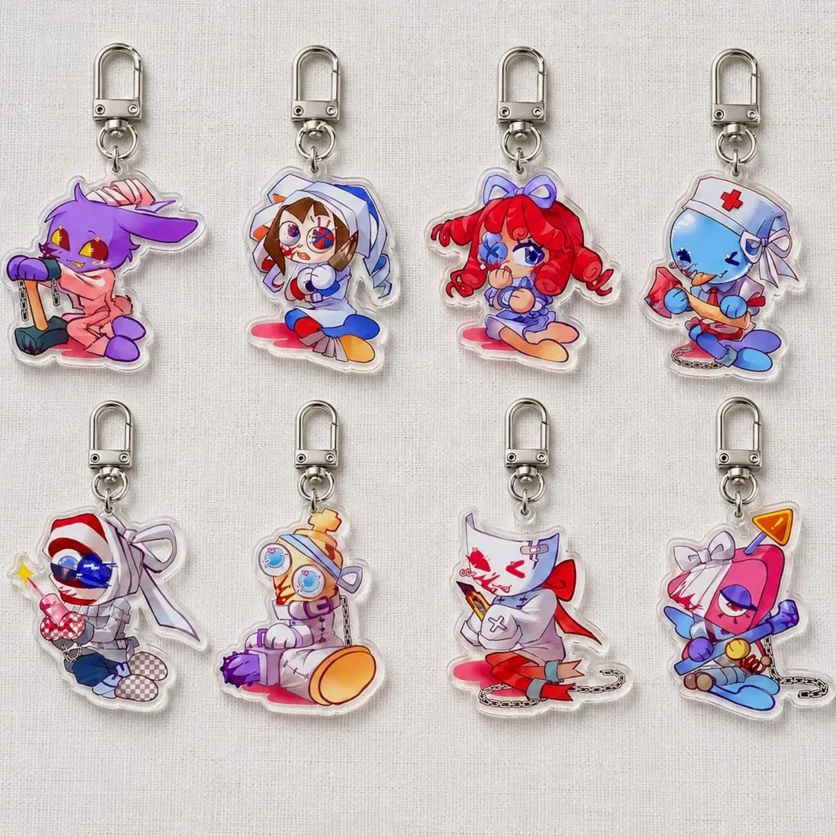 The Amazing Digital Asylum Keychain, Jax Pomni Ragatha Gangle Zooble Kinger Bubble Caine Bag Charm