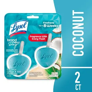 Lysol Brand New Day Automatic Toilet Bowl Cleaner Blocks | Coconut Water & Sea Minerals | 2 Count