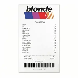 Trendy Music Album Receipt Doormat - Aesthetic Tracklist Floor Rug for Music Lovers - Minimalist Black & White Room Decor - Cool Apartment Entryway Mat Gift Idea decorative