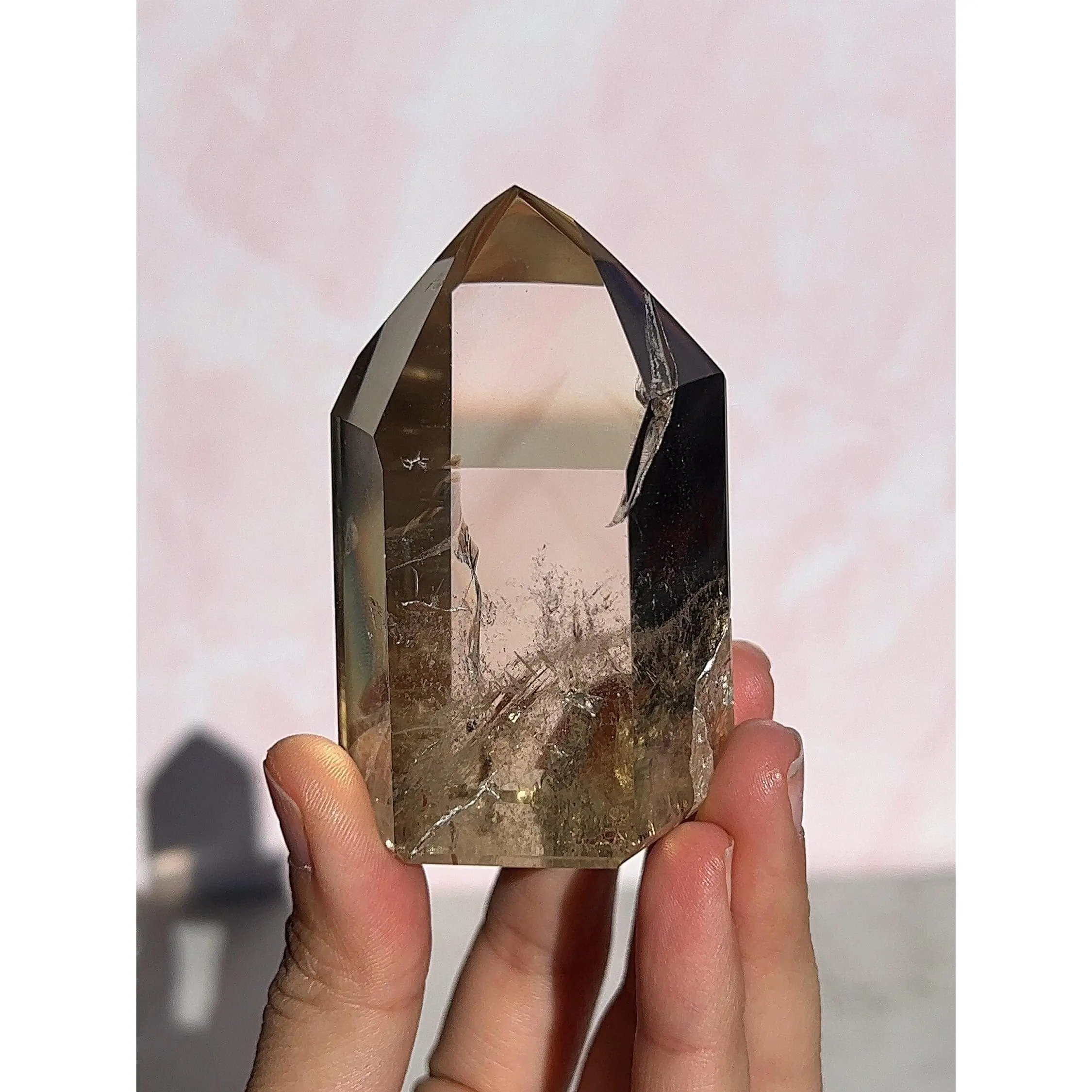 High Quality Natural Citrine Tower with Phantoms from Brazil #4A