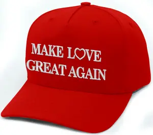 Make Love Great Again Red 5-Panel Trucker Cap with Adjustable Snap Back Closure & Moisture-Wicking Sweatband for Men Women