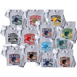Custom Football Team Sweatshirt Vintage Game Day Crewneck Retro Hometown Football Pullover College Football Sweater Trendy Game Season Gift 50% Cotton 50% Polyester All Seasons