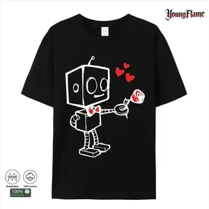 Printed couple t-shirts, Robot Love Set, street t-shirts, going out, going to the beach, festivals, perfect gifts  men clothing sale