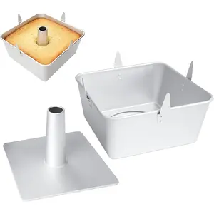 18 Cup Angel Food Cake Pan, 10-inch Anodized Aluminum Square Tube Cake Pan with Cooling Feet & Nonstick Coating Perfect for Angel, Chiffon & Pound Cake