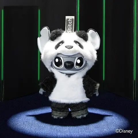 Disney GenZ Stitch-Style Panda Vinyl-Plush Stuffed Keychain Charm - Hang Card Edition, Unisex Collectible Soft Doll, Ideal Christmas Gifts for GF/Girls (1pc)
