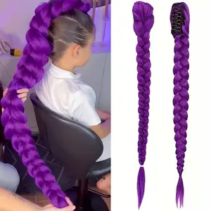 Purple Kpop Pigtail y2k Cosplay Hair Extensions with Laser Wire for - Advanced Synthetic Hair Ponytail Suitable for, Role-Play, Themed Parties & Daily Wear - & Maintenance for Skin Tone