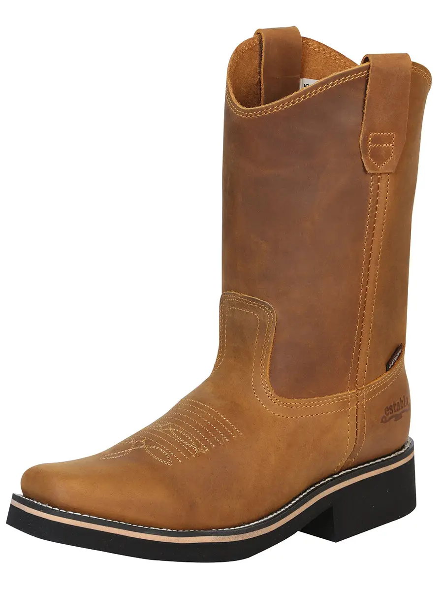 Botas de Trabajo para Hombre Establo en Piel Crazy con Suela de Hule