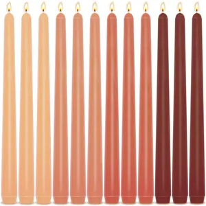 12 Pack 10 Inch Earth Tone Taper Candles Unscented Dripless Long Lasting 7-8 Hours Burn for Halloween Thanksgiving Dinners Parties and Home Décor