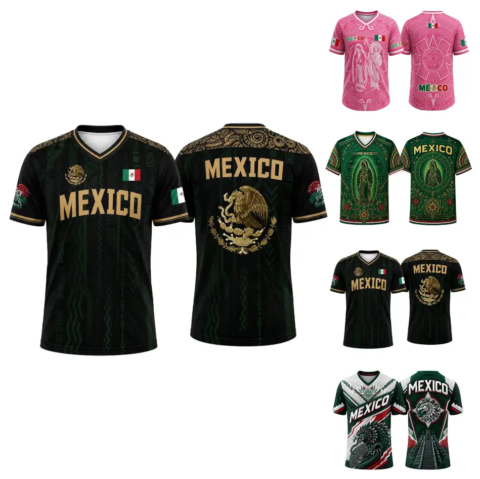 2026 New Mexico Soccer Jersey Men for Fans, Mexican Jersey Soccer T-Shirt, Jersey De Mexico Men's Mesh Fabric Jersey Short Sleeve Football Apparel Outdoor Training Daily T Shirt for Adult