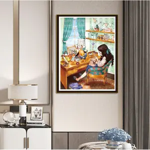 Girl Pattern DIY Cross Stitch Kit without Frame, DIY Cross Stitch Kit for Beginner, Cross Stitch Supplies for Home Decor