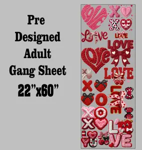 Faux Yarn Valentine DTF Gang Sheet | 22" wide x 60" long DTF Gang Sheet | Ready to Press Tshirt Transfers