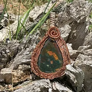 Bloodstone Copper Wirewrap pendant