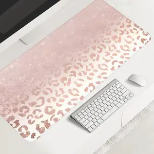 Rose Gold Leopard Large-Sized Gaming Mouse Pad, Aesthetic Desktop Protection Pad, Anti-Slip Rubber Lock Edge High-Definition Printing, Suitable for Computers, Laptops, Offices, Homes, Schools, as a Gift for Family and Friends