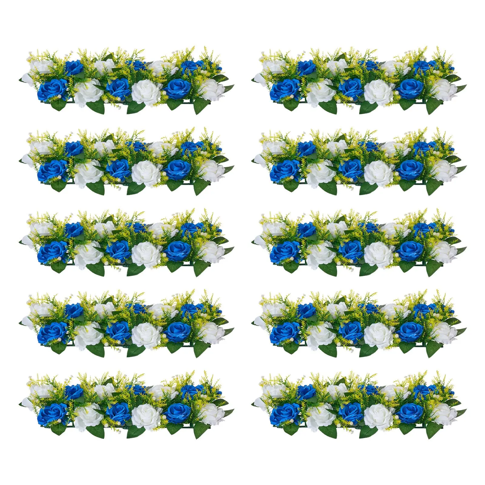 VEVOR 10 PCS Synthetic Round Ball Flowers Set Pack, 19.6x8.6in Blue-White Rose Bouquets, Table Decor for Wedding Centerpieces Home Improvement
