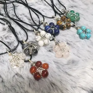 Wire Wrapped Star Necklace Pendant with Multi Gemstone Selection - Daily Wear Jewelry for Everyday Wear