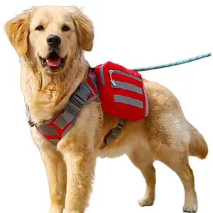 Dog Hiking Backpack for Large/Giant Dogs – 2 Spacious Side Bags, Breathable Waterproof Fabric, Fits Chest 30"-40" (85-120 lbs), 5 Adjustable Buckles, Outdoor Travel Vest, Red